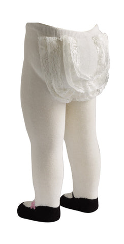 Mary Jane Lacy Baby Tights in White - DAMAGED BOX